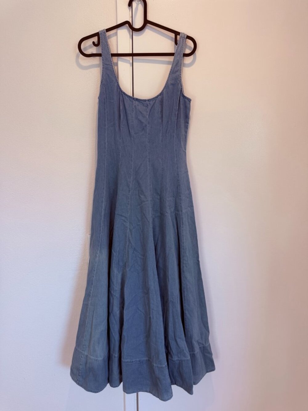 STAUD Light Blue Chambray Cotton Sleeveless Dress, Size 4